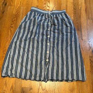 Max Studio linen cotton blend blue/white stripe skirt size M